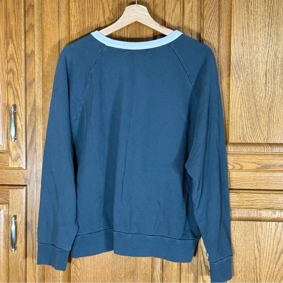 Anthropologie Women's Gray Ringer Sweatshirt Lg White Heart Sz XXL Vintage Insp - Picture 2 of 5